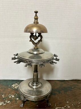 Antique Victorian Silverplate Dinner Bell Spoon Holder Aurora 1889